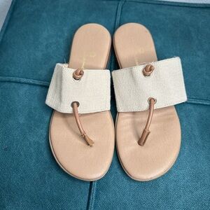 Tommy Bahama Cream and Tan Sandals with Minimalist Design
